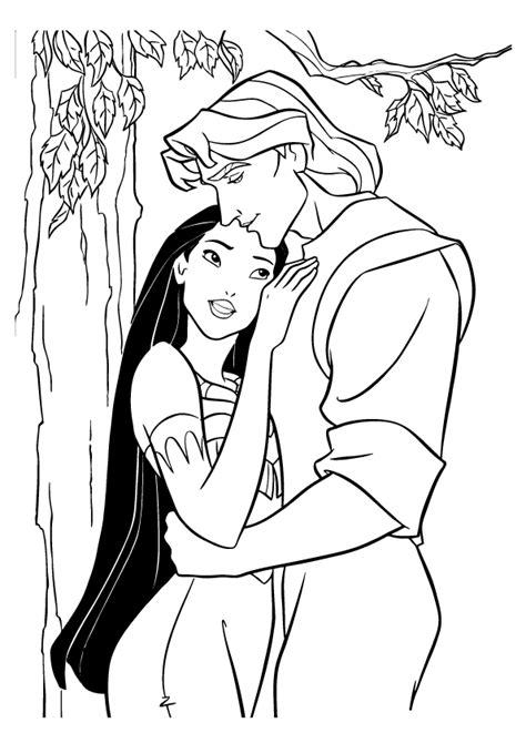 Coloriage De Pocahontas Et John Smith Imprimer Avec T Te Modeler