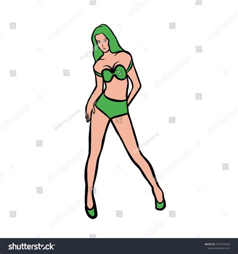 Sexy Woman Green Bikini Illustrations Logo Stock Illustration Shutterstock