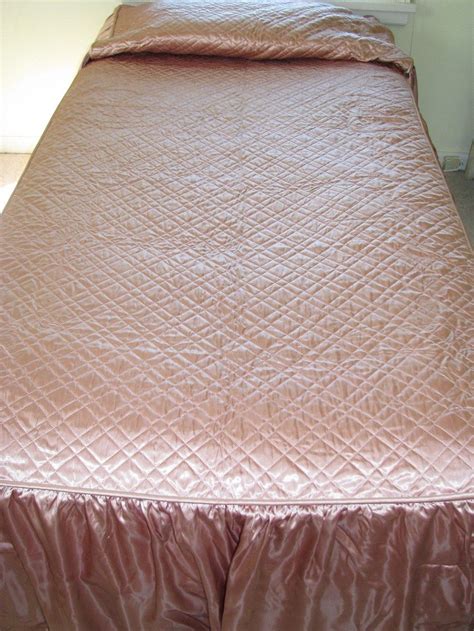 Reserved For Marian Vintage Salmon Pink Quilted Satin Etsy Satin