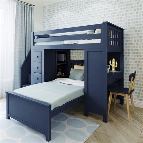 Chester 4 Blue Loft Bunk Bed Stairs Desk Storage