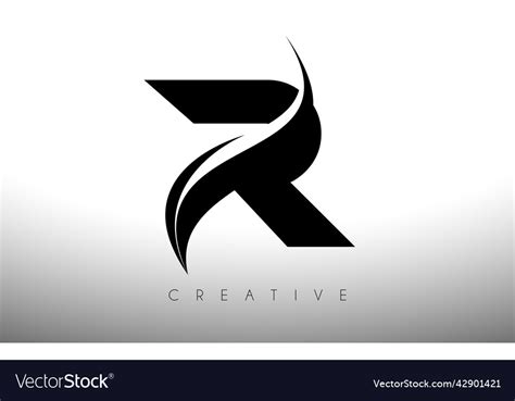 R swoosh letter cut logo design with black Vector Image