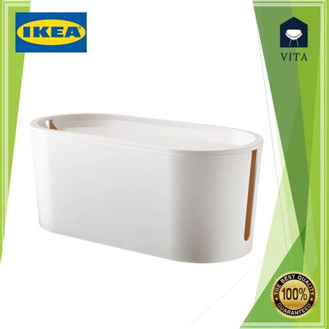 IKEA ROMMA Cable Management Box With Lid White Kotak Susunan Wayar