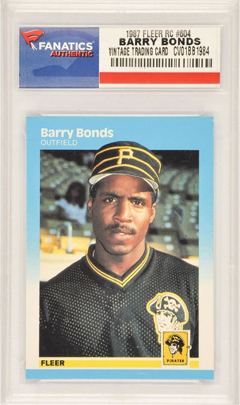 Barry Bonds Pittsburgh Pirates 1987 Fleer Rookie 604 Card