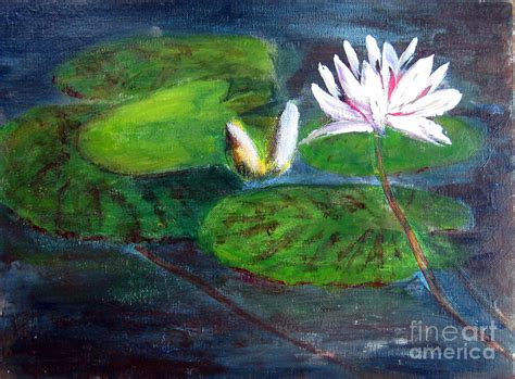 Water Lilies In The Garden Pond Painting By Ellen Miffitt Fine Art