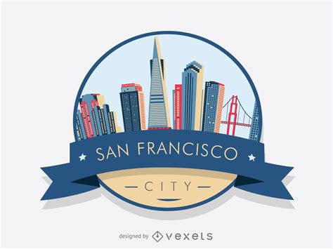 San Francisco Badge Skyline Vector Download