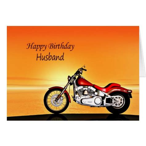 For husband, Motorcycle in the sunset birthday Card | Zazzle