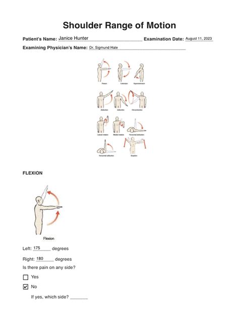 Shoulder Range Of Motion Chart And Example Free Pdf Download