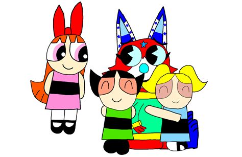 The Powerpuff Girls Hugging Star The Cat By Taffy2003 On Deviantart