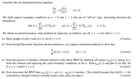 Solved Consider The One Dimensional Heat Equation Lu Lul Der