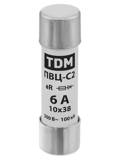 Плавкая вставка ПВЦ-С2 10х38 aR (быстродействующая) 6А TDM SQ0729-0040