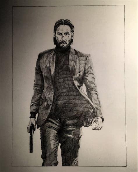 John Wick Drawing Pencil Sketch Colorful Realistic Art Images