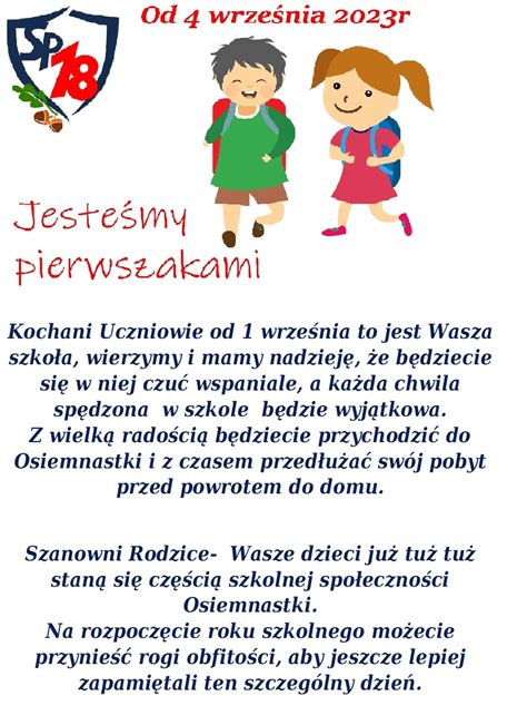 Witamy Pierwszoklasist W Szko A Podstawowa Nr Im Ignacego Krasickiego