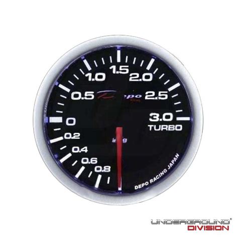 DEPO RACING WS SERIES 52MM 3 BAR MECHANICAL BOOST GAUGE SMOKED LENS