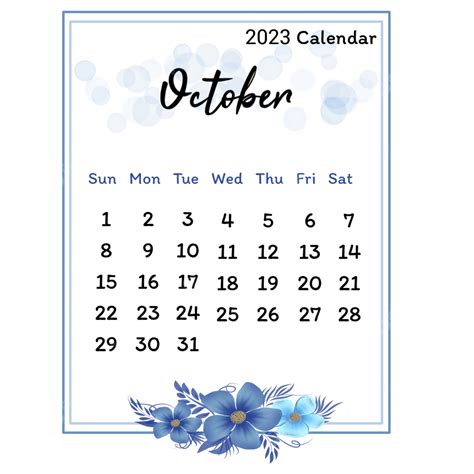 October 2023 Calendar Hd Transparent October 2023 Calendar In Frame