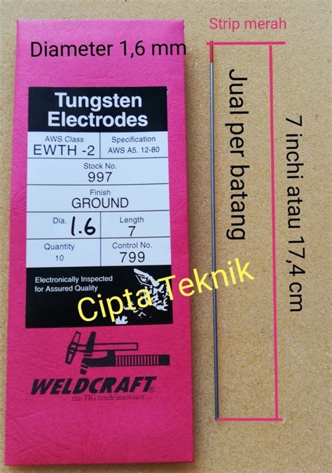 Jual Tungsten Elektroda 1 6 Mm Per Batang Jarum Las Argon TIG 1 6mm 1