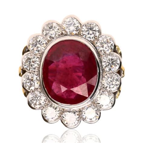 18ct Gold Ruby And Diamond Cluster Ring