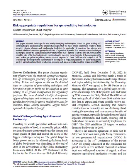 Risk Appropriate Regulations For Gene Editing Technologies