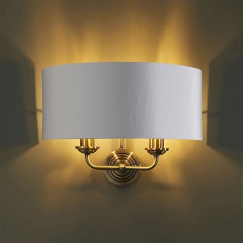 Endon Lighting Highclere 2lt Wall Light In Antique Brass With Vintage