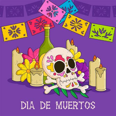 Fond De Dia De Muertos Dessiné à La Main Vecteur Gratuite