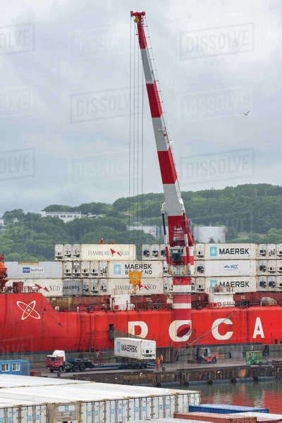 Crane Unloaded Container Cargo Ship Sevmorput FSUE Atomflot Russian