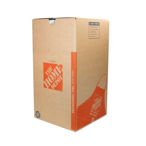 The Home Depot Heavy Duty Tall Wardrobe Moving Box With Metal Hanging Bar And Handles 24 In L