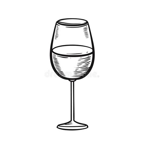 Wine Glass Hand Drawn Monochrome Engraving Style Stock Vector Illustration Of Champagne