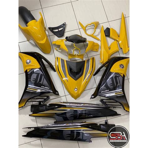 COVERSET BODYSET YAMAHA LC LC135 V6 V7 YELLOW BLACK KUNING HITAM STRIPE