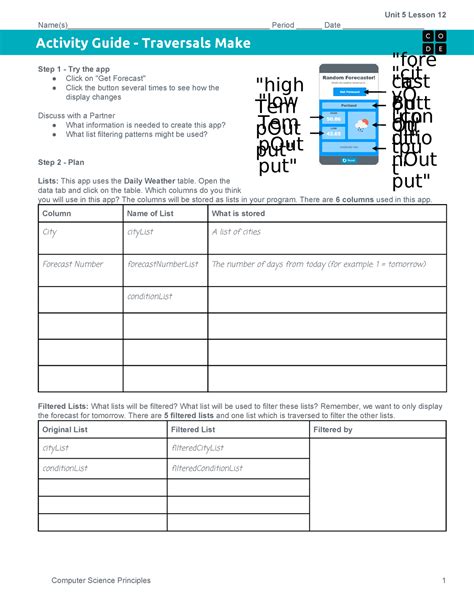 Copy Of Activity Guide Traversals Make Unit 5 Lesson 12 Unit 5