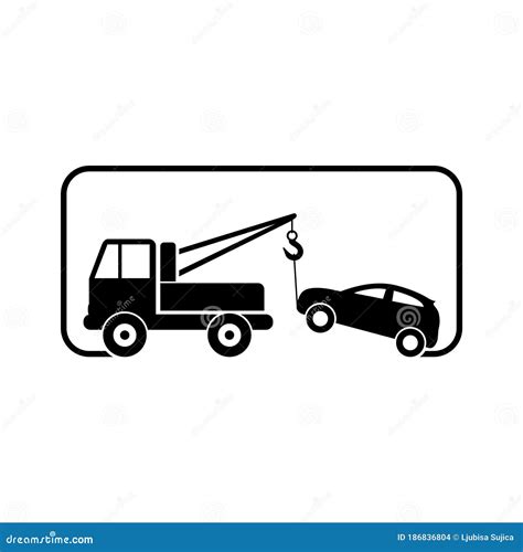 Tow Truck Icon Towing Truck With Car Sign Isolated On White Background