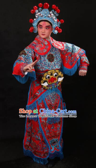 Professional Chinese Beijing Opera Takefu Costume Traditional Peking Opera Warrior Red Clothing