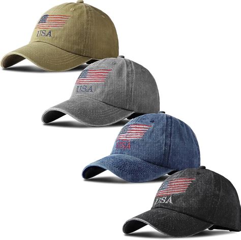 Geyoga 4 Pieces Usa Flag Hat American Flag Baseball Cap Usa Tactical