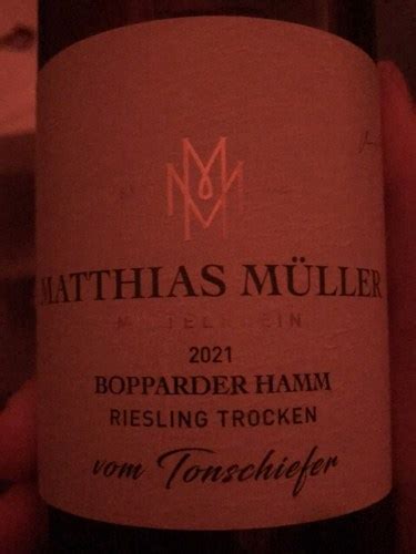 Matthias Müller Bopparder Hamm Vom Tonschiefer Riesling Trocken Vivino US