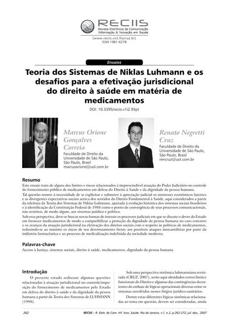 PDF Ensaios Teoria Dos Sistemas De Niklas Luhmann E Os Teoria