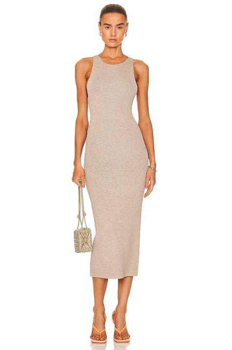 Helmut Lang Ribbon Midi Dress In Tan Fwrd