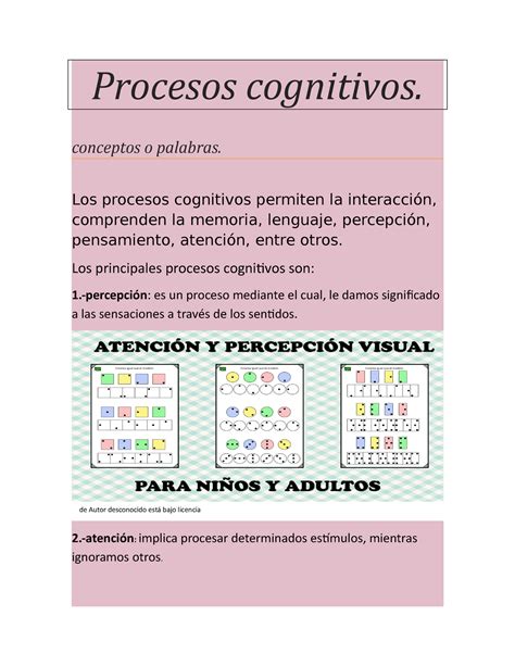 Procesos Cognitivos Conceptos O Palabras Los Procesos Cognitivos Permiten La Interacción