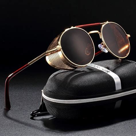 Steampunk Round Men Sunglasses Silver Round Steampunk Retro Etsy