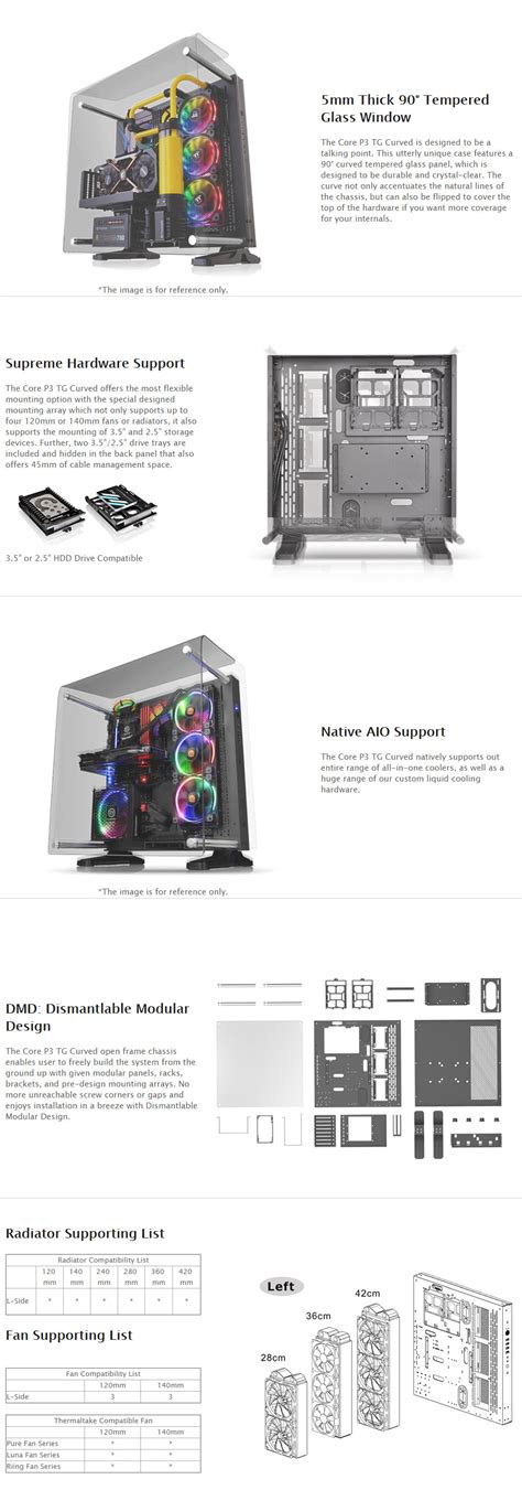 Buy Thermaltake Core P3 Tg Curved Edition Atx Open Frame Chassis Ca 1g4 00m1wn 05 Pc Case