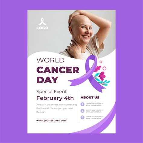 Free Vector Flat Vertical Flyer Template For World Cancer Day Awareness