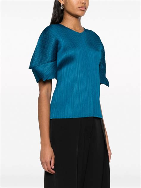 Pleats Please Issey Miyake Monthly Colors August Pleated Top Blue