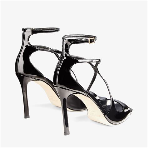 Black Patent Leather Sandals AZIA 95 Spring 2022 Collection JIMMY