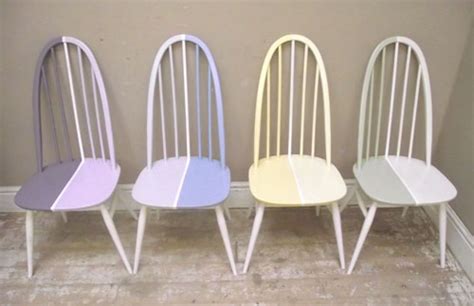 Id2995 Set Of 4 Ercol Painted Chairs