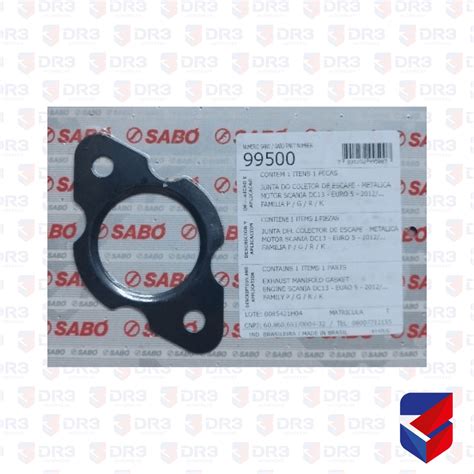 Junta Coletor Escape Scania Euro 5 Ferro 2086029 99500 Sabo Loja DR3