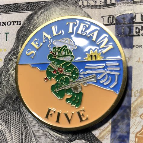 Us Navy Seal Team 5 Five Challenge Coin ‘90s ‘05 Genuine Usa