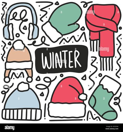 Hand Drawn Winter Doodle Set Stock Vector Image Art Alamy