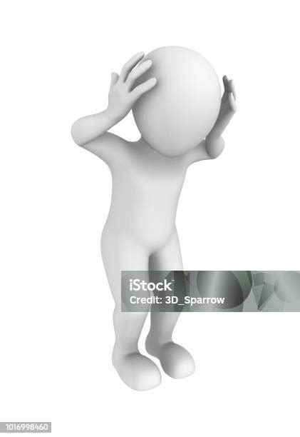 Sad 3d Man Stress Concept 3d Rendered Illustration With Small People