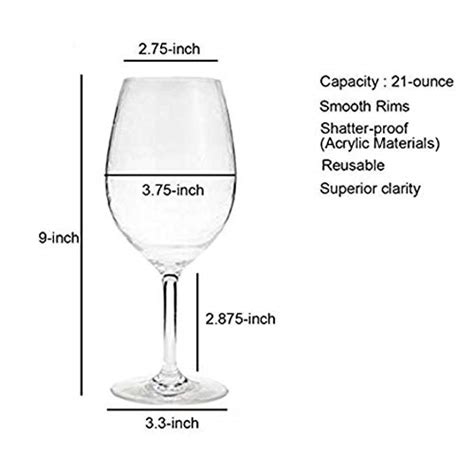 21 Ounce Unbreakable Acrylic Wine Glasses Plastic Stem Wine Glasses