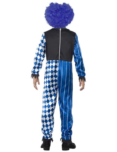 Schauriger Clown Halloween Kinderkostüm mit Maske weiss blau rot