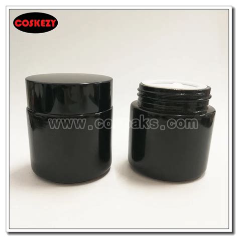 Pcs Empty Glass G Black Glass Cream Jar With Black Aluminum Lid