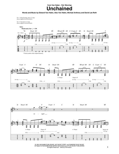 Unchained Partitions Van Halen Tablature Guitare