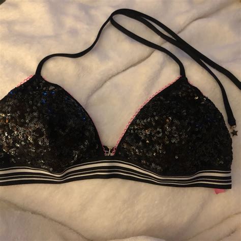 Victorias Secret Sequin Star Bikini Top Size L Nwot Gem